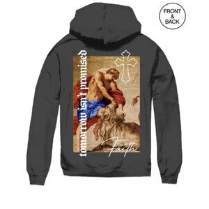 Men’s Saint Faith Hoodie Black Cross Popular Poison Streetwear Sweatshirt Sz M